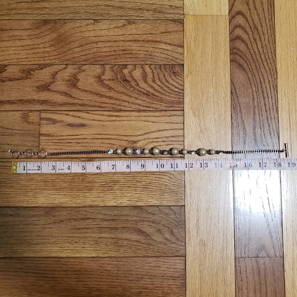 Givenchy Bronze Faux Pearl Rhinestone Chain Necklace - Picture 9 of 10